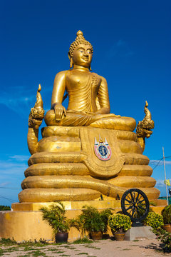 12 meters high Big Buddha Image, made of 22 tons of brass in Phu