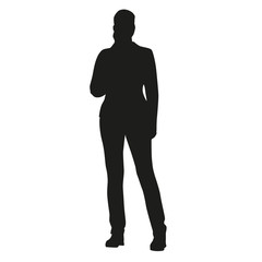Young standing woman vector silhouette