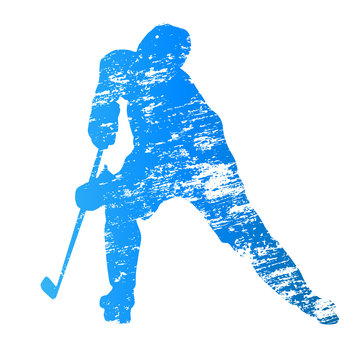 Abstract grungy vector ice hockey player