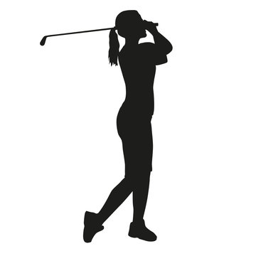 Woman golfer silhouette