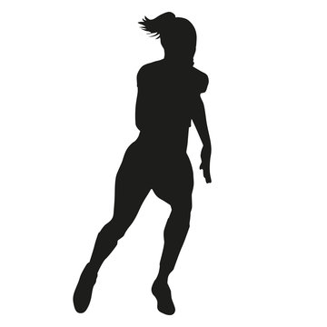 Run woman vector silhouette