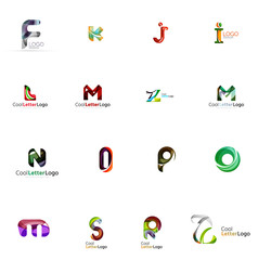 Set of colorful abstract letter corporate logos created with