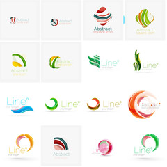 Set of abstract wavy elements. Circles, swirls and waves with