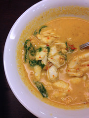 closed up the coconut milk curry with crab, thai food