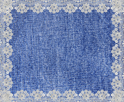 blue jeans texture with lace for background