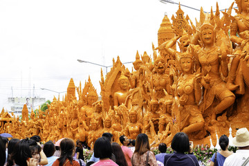 Candle Festival UBON RATCHATHANI, THAILAND - August 2: "The Candles are carved out of wax, Thai art form of wax(Ubon Candle Festival 2015) on August 2, 2015, UbonRatchathani, Thailand