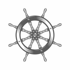 Obraz premium Steering wheel ship vector illustration / Vector illustration, Steering wheel, Silhouette, Tattoo, Vintage, Sailing, Ship, Helm, Summer