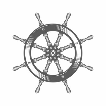 Steering wheel ship vector illustration / Vector illustration, Steering wheel, Silhouette, Tattoo, Vintage, Sailing, Ship, Helm, Summer