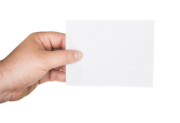 man's hand holding a paper sheet