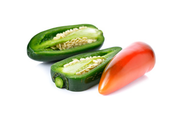 Mexican chili peppers or Jalapenos Chili Peppers on white backgr