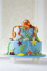 birthday cake decorated with octopus