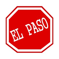 EL PASO white stamp text on red octagon