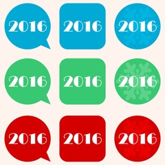 2016 New Year icons set