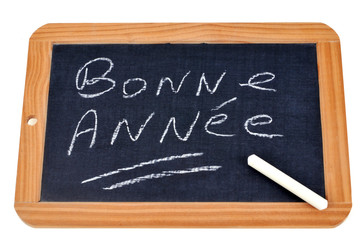 Fototapeta premium Bonne année écrit sur une ardoise