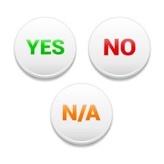 Yes, No, N/A Round White Icons