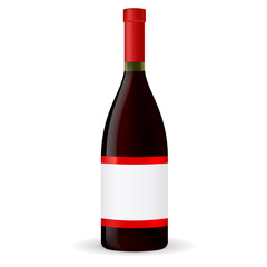 Bottle of red wine with blank label