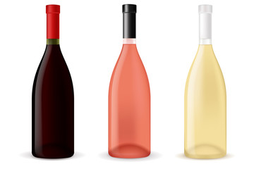 Bottles of wine - red, white and rose