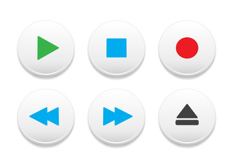 Multimedia & Music Player Round White Icons