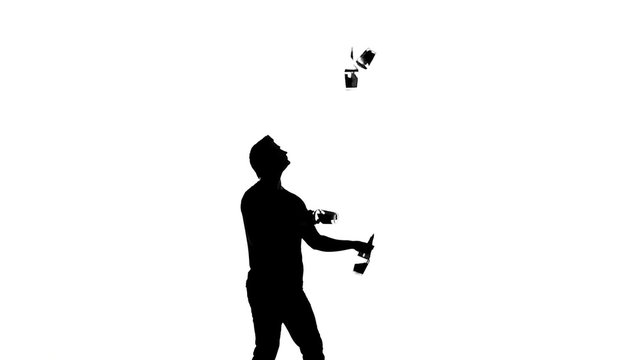 silhouette bartender man on a white background