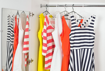 fashion women's dresses on hangers