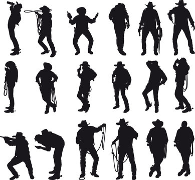 Silhouettes of cowboy