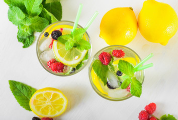 refreshing lemonade with fresh mint