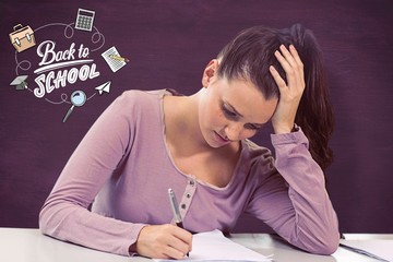 Composite image of student working