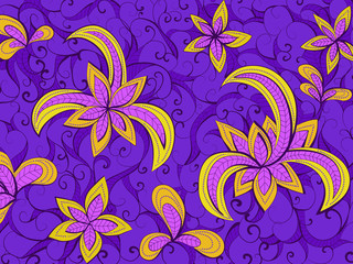 Fototapeta na wymiar Vector floral hand drawn background pattern.