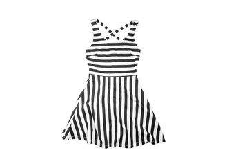 cotton  women Summer dress with black and white stripes