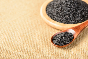 black sesame in the wooden spoon, (large depth of field, taken with tilt shift lens)