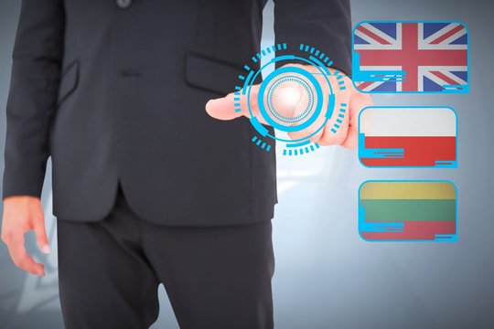 Composite image of businessman pointing with finger - Powered by Adobe