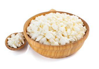 cottage cheese in bowl on white