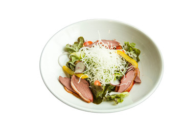  Salad with arugula and duck breast.