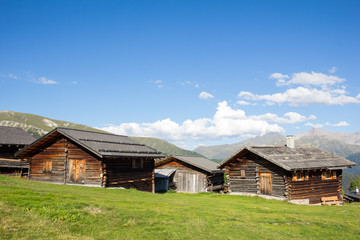 Cottages At Wiesner Alp 1.945m In Davos Wiesen Graub&uuml;nden Switzerland View In Summer