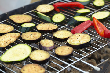 zucchini, peppers, eggplants cooked Grilled