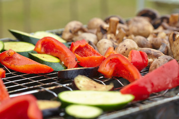 zucchini, eggplant, peppers and mushrooms prepared Grilled