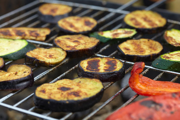 zucchini, peppers, eggplants cooked Grilled
