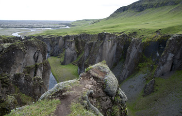 Fjardarglufur canyon with river, Iceland