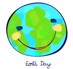 earth planet celebration day, childlike painting