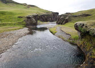Fjardarglufur canyon with river, Iceland
