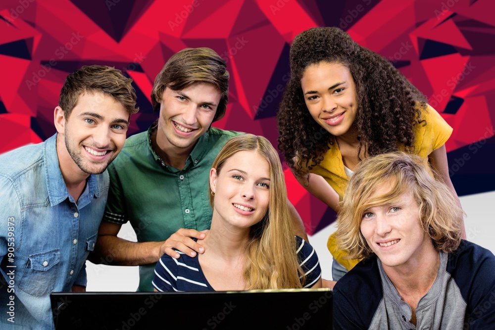 Poster composite image of college students using computer