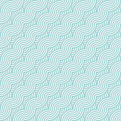 Seamless Retro Pattern Abstract Waves Turquoise/White