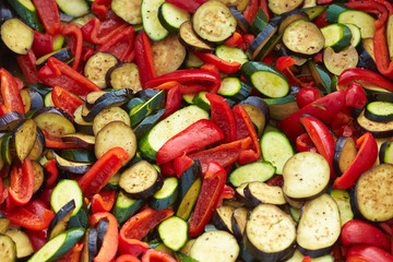zucchini, peppers, eggplants cooked Grilled