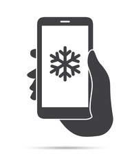Hand Holding Phone Snow Icon