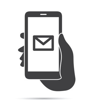 Hand Holding Phone Mail Icon