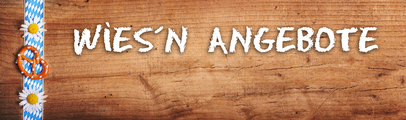 Wies´n Angebote  -  Oktoberfest Hintergrund  -  Bayern Deko auf Holz  -  Banner 