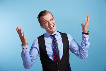 cheerful emotional businessman