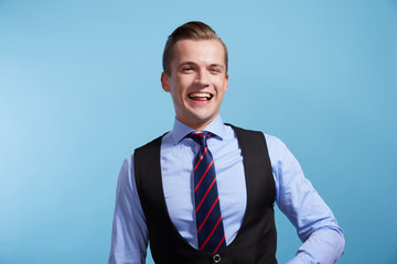 cheerful emotional businessman