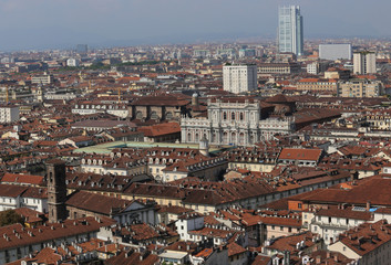 Obraz premium panoramic view from the top by the city of Turin with the histor