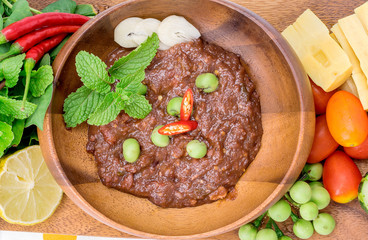 Thai cuisine nam prik or chili paste mixes